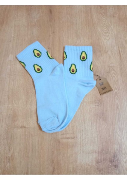 2 Çift Avokado Desenli Pamuklu Yumuşak Çorap Arakonç Kadın Açık Mavi Gri Soket Çorabı 36-40 modelleri