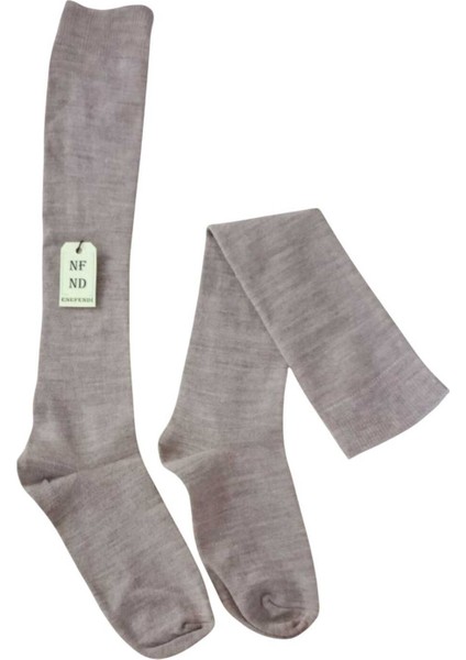 Anne Çorabı Dizaltı Kalın Sıcak Likralı Yünlü Kadın Çorap Uzun Rahat 36-40 2 Çift Gri Bej fırsatları