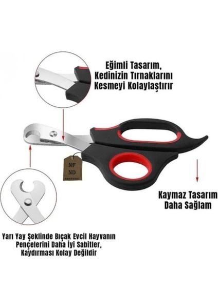 Kedi Köpek Tırnak Makası Evcil Hayvan Makası Kedi ve Mini Irk Tırnak Makası Tekli Siyag