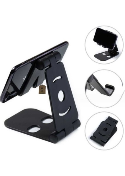 Telefon Tablet Tutucu Katlanabilir Masaüstü Telefon Tablet Standı Ayarlanabilir Tekli Siyah