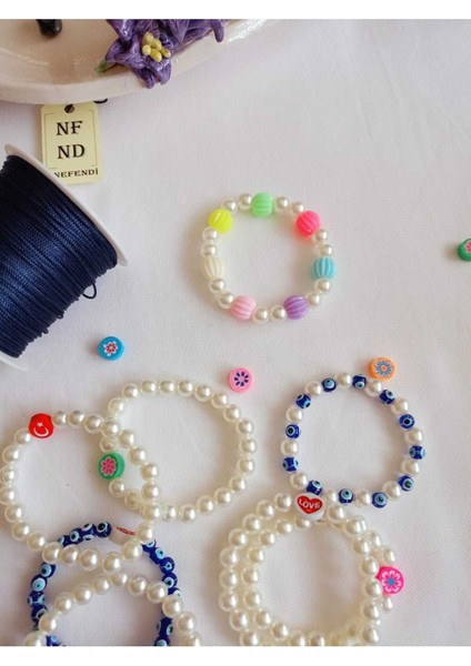 Inci Boncuklu ve Şeker Boncuklu Bileklik Krem Boncuk Şans Bereket Arkadaş Sevgili Eş Çocuk Hediye fırsatları
