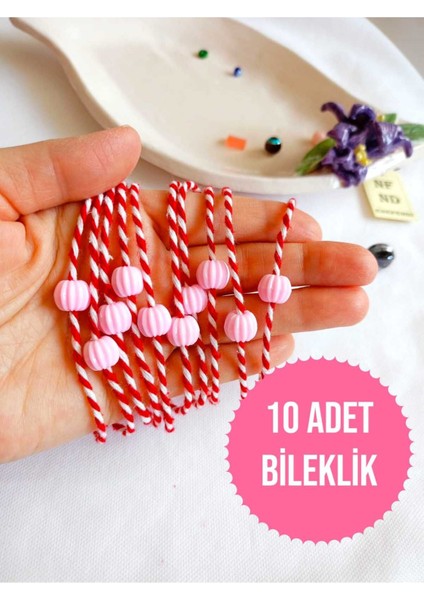 10 Adet Uçuk Pembe Boncuklu Marteniçka Bileklik Şans Bereket Arkadaş Sevgili Eş Çocuk Hediye Bahar
