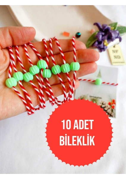 10 Adet Yeşil Boncuklu Marteniçka Bileklik Şans Bereket Arkadaş Sevgili Eş Çocuk Hediye Bahar