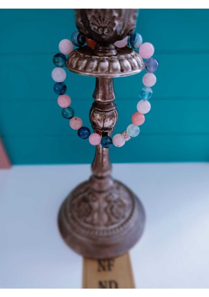 Doğal Taş Bileklik, Akik , Stresi Azaltır, Negatif Enerjiyi Giderir Nazara Karşı Korur Pembe U Mavi