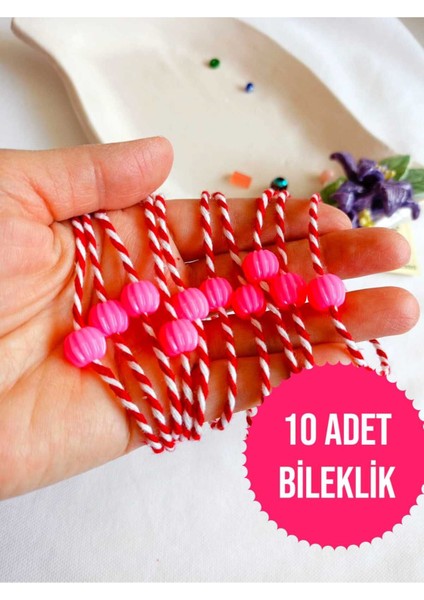 10 Adet Pembe(Fuşya) Boncuklu Marteniçka Bileklik Şans Bereket Arkadaş Sevgili Eş Çocuk Hediye Bahar