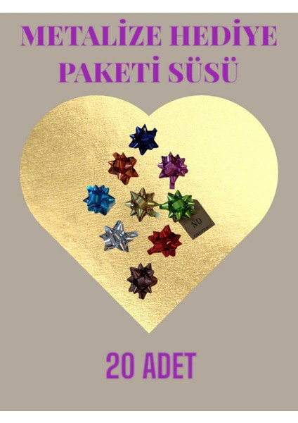 20 Adet 6cm Parlak Metalik Renkte Karışık Fiyonk Yıldız Süs Hediye Paketi Süsü Rafya Yapışkanlı fiyatları