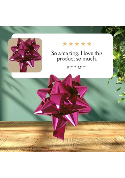 20 Adet 6cm Parlak Metalik Renkte Karışık Fiyonk Yıldız Süs Hediye Paketi Süsü Rafya Yapışkanlı modelleri