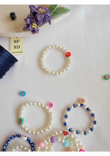 Ayyıldızlı ve Incili Bileklik Inci Boncuklu Ekru Şans Bereket Arkadaş Sevgili Eş Çocuk Hediye fiyatları