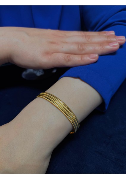 10 gr (Gram) Yatırımlık Işçiliksiz Oluklu Ajda Desenli Şarnel Bilezik 22 Ayar Altın