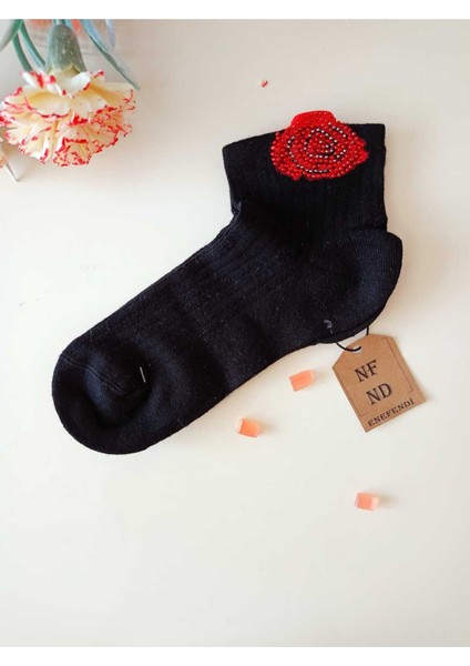 2 Çift Pamuklu Dikişsiz Gültaşlı Kokulu Likra Lastiksiz Kısakonç Çorap Pembe Siyah Kadın Çorabı 3640 modelleri