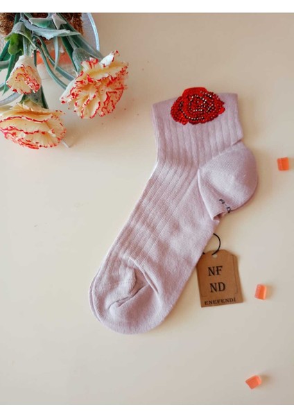 2 Çift Pamuklu Dikişsiz Gültaşlı Kokulu Likra Lastiksiz Kısakonç Çorap Pembe Siyah Kadın Çorabı 3640 fırsatları