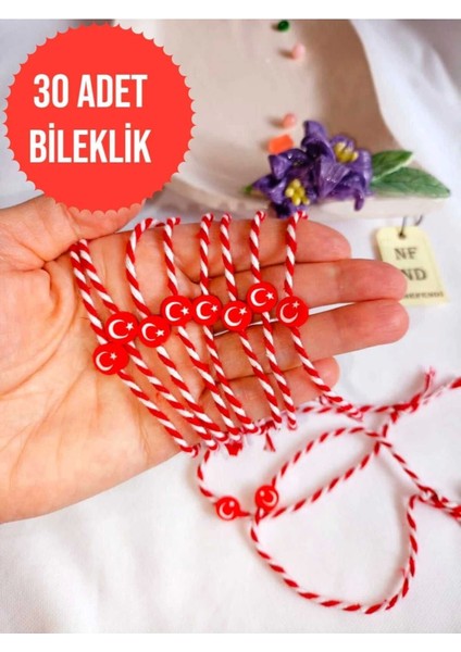 30 Adet Ayyıldızlı Fimo Marteniçka 19 Mayıs Tebrik Kartlı Bileklik Hediye Bahar Bilekliği fiyatları