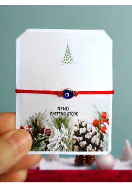 Bileklik Göz Nazar Boncuk Kırmızı Ipli 1,5cm Makrome Bileklik Hediyelik Şans Uğur