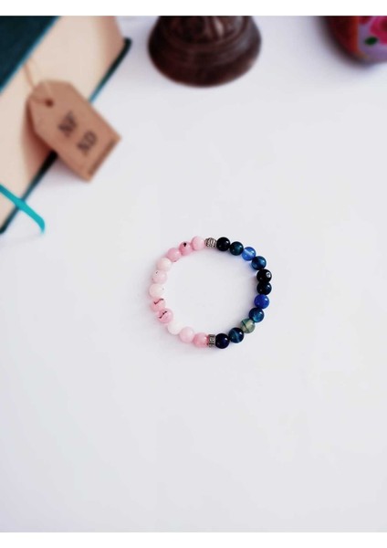 Doğal Taş Bileklik, Akik , Stresi Azaltır, Negatif Enerjiyi Giderir Nazara Karşı Korur Pembe Mavi