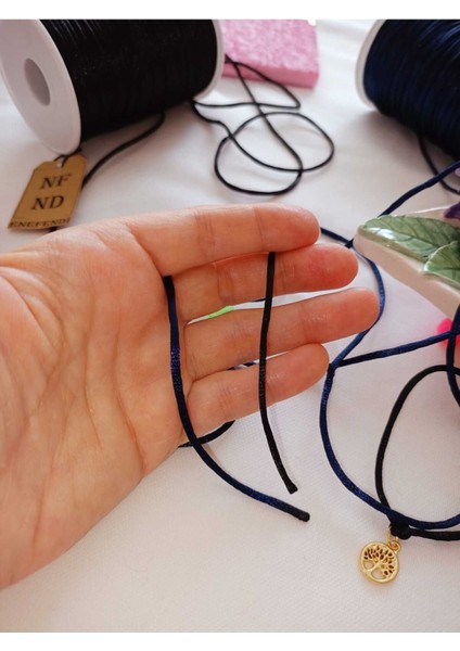 ENEFENDİ 4 Metre(Toplam) Floş Ip Sıçan Kuyruğu Kalınlığı 2mm Lacivert Siyah Bileklik Takı k Ipi fiyatları