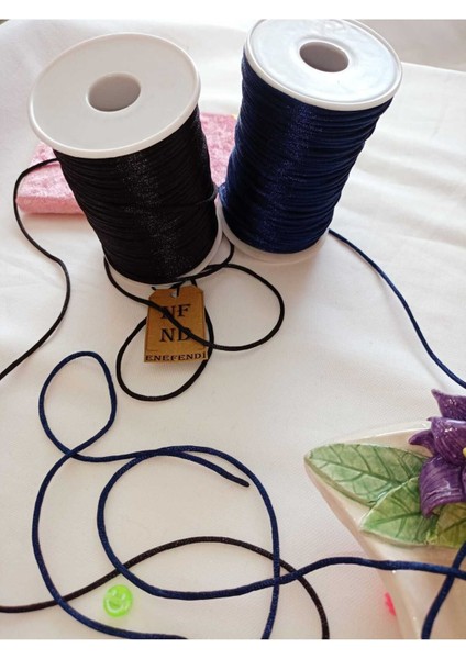 ENEFENDİ 4 Metre(Toplam) Floş Ip Sıçan Kuyruğu Kalınlığı 2mm Lacivert Siyah Bileklik Takı k Ipi fırsatları