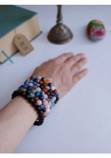 Doğal Taş Bileklik, Akik , Stresi Azaltır, Negatif Enerjiyi Giderir Nazara Karşı Korur Üç Süs modelleri