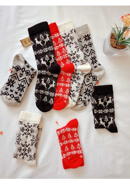 2 Çift Termal Soket Yılbaşı Bambu Hediye Kadife Yumuşak Etnik Kadın Çorabı Siyah Beyaz Çorap 36-40 indirimleri