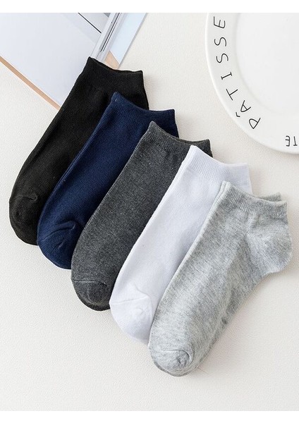 5'li Erkek Düz Renkli Patik Ekonomik Paket Kısa Spor Sneakers Çorap