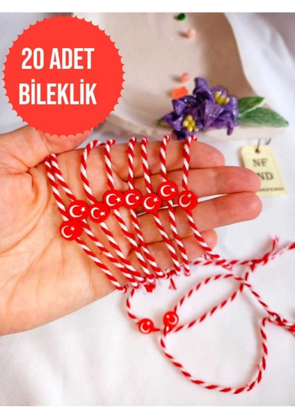 20 Adet Ayyıldızlı Fimo Marteniçka 19 Mayıs Tebrik Kartlı Bileklik Hediye Bahar Bilekliği fiyatları