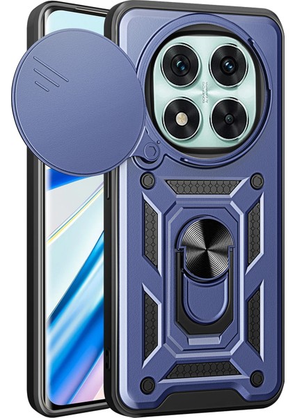 Xiaomi Redmi Note 14 Pro 4g Kılıf Pars Lens Yüzüklü Silikon - Lacivert Ynsmr