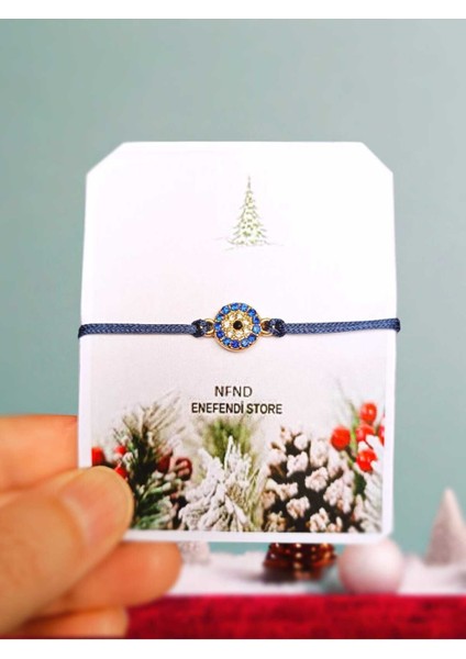 Bileklik Lacivert Göz Nazar Boncuk Lacivert Ipli 1,5cm Makrome Bileklik