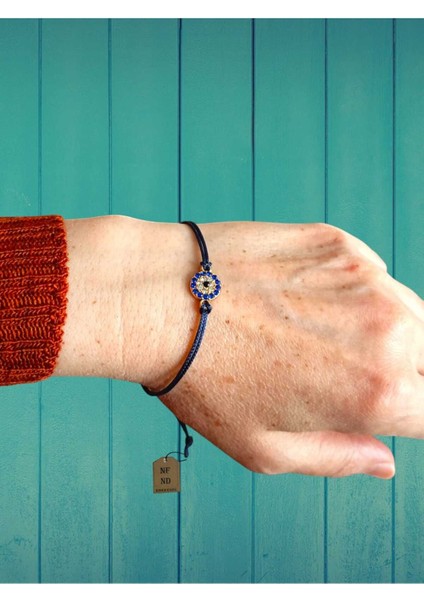 Bileklik Lacivert Göz Nazar Boncuk Lacivert Ipli 1,5cm Makrome Bileklik modelleri