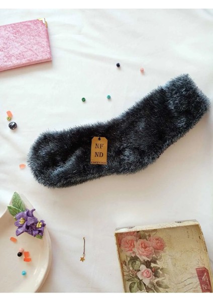 2 Çift Tüylü Kışlık Termal Patik Dikişsiz Çorap Erkek Kadın Ev-Parti Çorabı Mavi Vizon 36-41. indirimleri