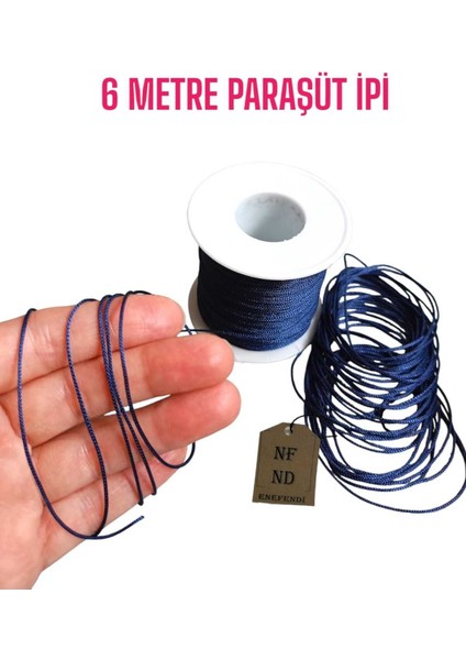 Paraşüt Ipi, Makrome Bileklik Kolye Ipi Renkli Lacivert 1mm 6 Metre