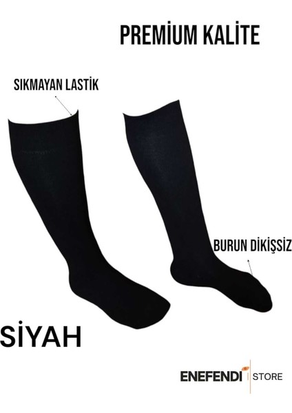 Anne Çorabı Dizaltı Lüx Kaliteli Pamuklu Burun Dikişsiz Sıkmayan Lastik Esnek Kadın Çorap Siyah