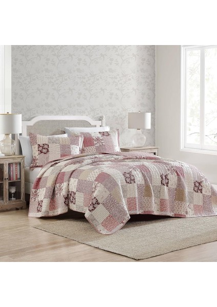 Queen Çift Taraflı Pamuklu Yorgan Seti Celina Patchwork Kırmızı, Tüm Mevsimlik fiyatları