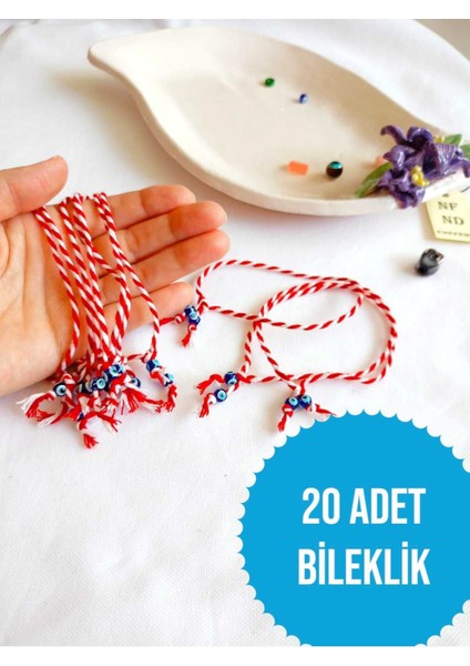 20 Adet Nazar Boncuklu Marteniçka Bileklik Şans Arkadaş Sevgili Eş Çocuk Hediye Bahar Bilekliği