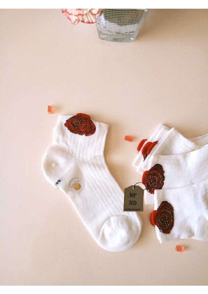 2çift Pamuklu Burun Dikişsiz Gültaşlı Kokulu Likralı Kısakonç Çorap Ekru Lacivert Kadın Çorabı 36-40 fiyatları