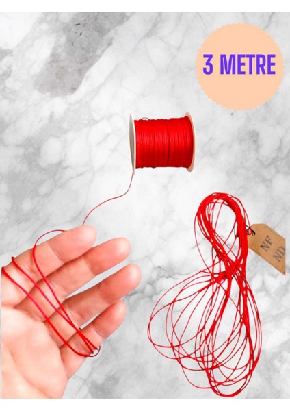 Bileklik Kolye Ipi, Makrome , Paraşüt Ipi, Renkli 3metre Kırmızı 3metre Lacivert 1mm