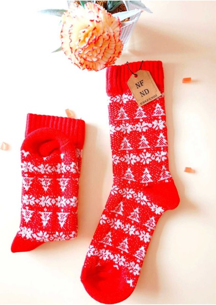 2 Çift Bambu Termal Soket Yılbaşı Hediye Kadife Yumuşak Etnik Kadın Çorabı Kırmızı Gri Çorap 36-40 modelleri