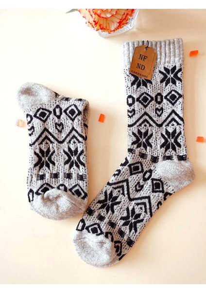 2 Çift Bambu Termal Soket Yılbaşı Hediye Kadife Yumuşak Etnik Kadın Çorabı Kırmızı Gri Çorap 36-40 fırsatları