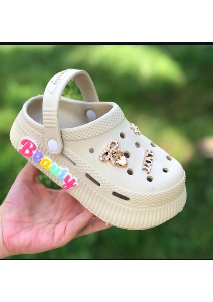 Kız Çocuk Sandalet Parlak Taşlı Beauty (Güzellik) Figürli Kaydırmaz Taban Havuz Deniz Ayakkabısı