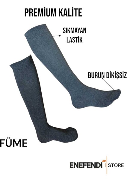 Anne Çorabı Dizaltı Lüx Kaliteli Pamuklu Burun Dikişsiz Sıkmayan Lastik Esnek Kadın Çorap Füme