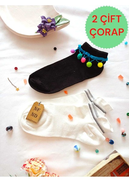 2 Çift Hediye Patik Çorap Topuk Takviyeli Erkek Kadın Sıkmayan Ekru Bambu(Dikişsiz) Siyah 36-40
