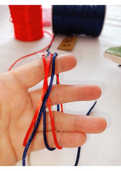 ENEFENDİ 4 Metre(Toplam) Floş Ip Sıçan Kuyruğu Kalınlığı 2mm Kırmızı Lacivert Bileklik Takı k Ipi indirimleri