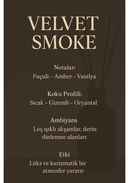 Oda Kokusu Seti - Velvet Smoke - Paçuli - Amber - Vanilya - Kendi Oda Kokunu Yarat! - Hediye Seti fiyatları