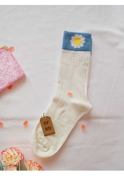 2 Çift Papatya Pamuklu Kokulu Kadın Çorap Yumuşak Dikişsiz Yeşil Ekru Soket 36 40 fırsatları