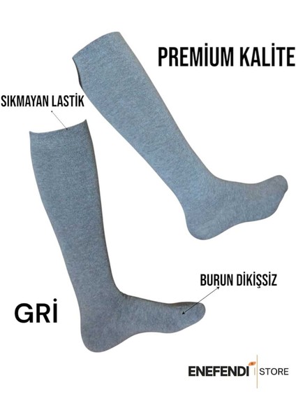 Anne Çorabı Dizaltı Lüx Kaliteli Pamuklu Burun Dikişsiz Sıkmayan Lastik Esnek Kadın Çorap Gri