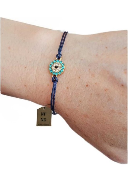 Bileklik Mavi Şeffaf Taşlı Makrome Lacivert Ipli 1.5cm Hediyelik Şans modelleri