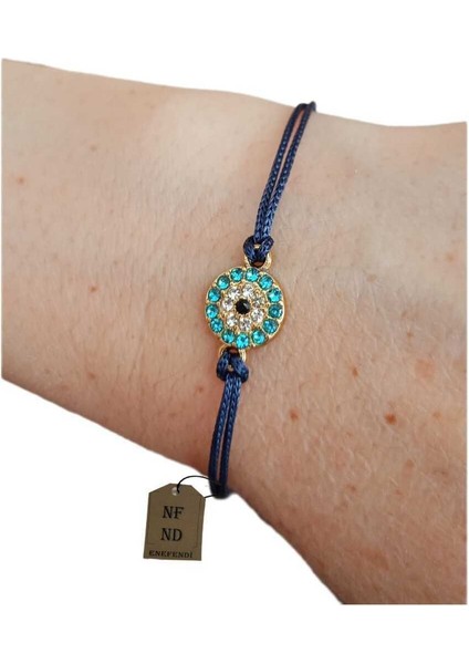 Bileklik Mavi Şeffaf Taşlı Makrome Lacivert Ipli 1.5cm Hediyelik Şans fırsatları