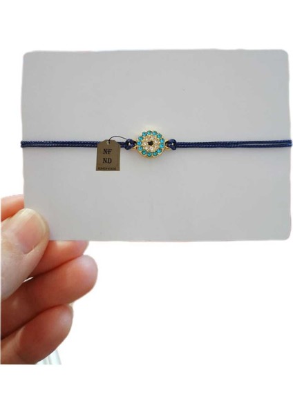 Bileklik Mavi Şeffaf Taşlı Makrome Lacivert Ipli 1.5cm Hediyelik Şans indirimleri