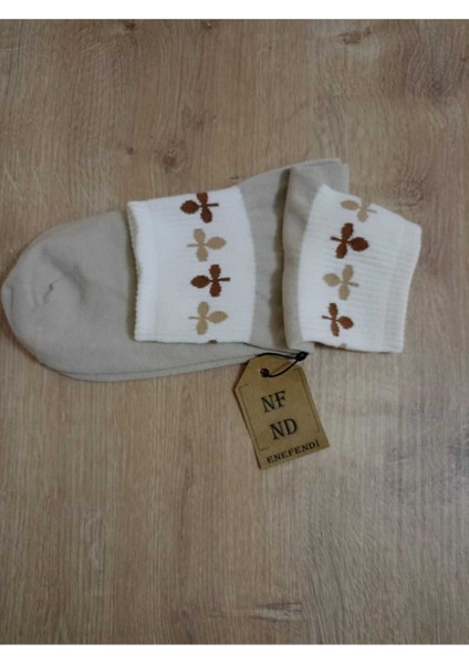 Pamuklu Kokulu Çorabı Yumuşak Yaprak Desenli Çorap Sütlü Kahve Krem fırsatları