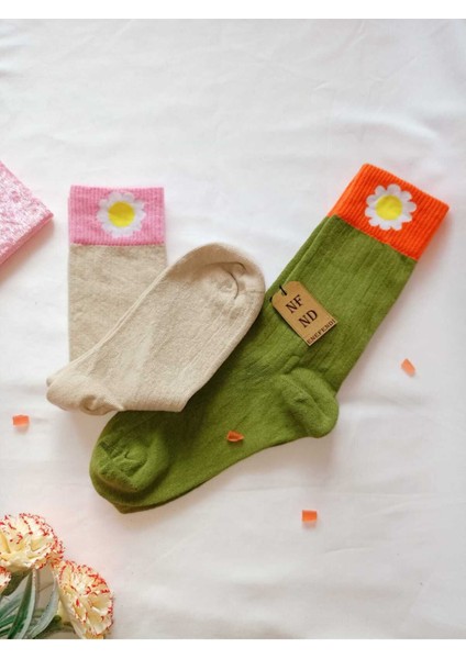 2 Çift Papatya Pamuklu Kokulu Kadın Çorap Yumuşak Dikişsiz Yeşil Kahve Soket 36 40 modelleri