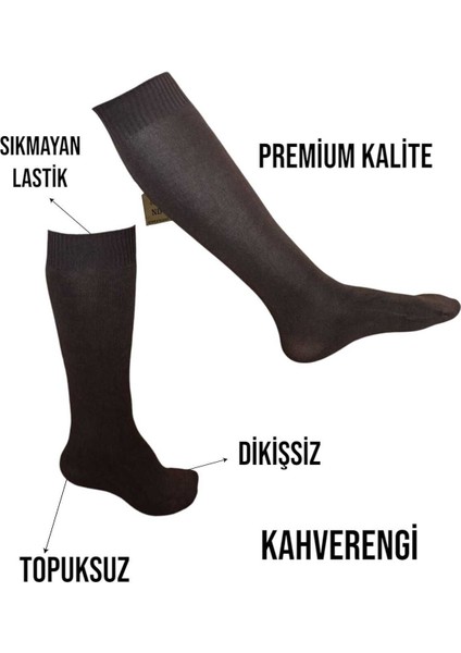 Anne Çorabı Dizaltı 240DEN Pamuklu Dikişsiz Sıkmayan Lastik Topuksuz Pantolon Çorap Saten Doku Kahve