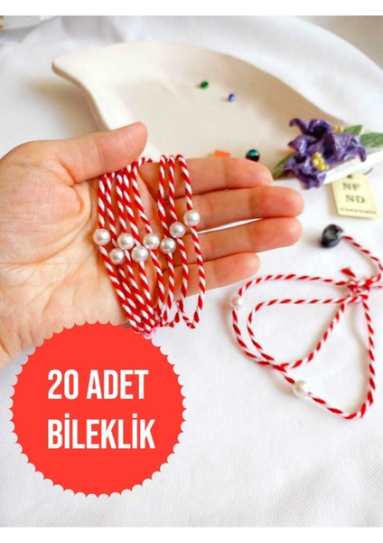 20 Adet Inci Boncuklu Marteniçka Bileklik Krem Şans Bereket Arkadaş Sevgili Eş Çocuk Hediye